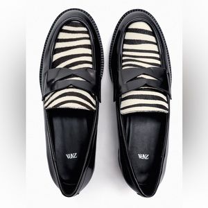 Zara ANIMAL PRINT LOAFERS. Shoes. Track sole . Size 8/39